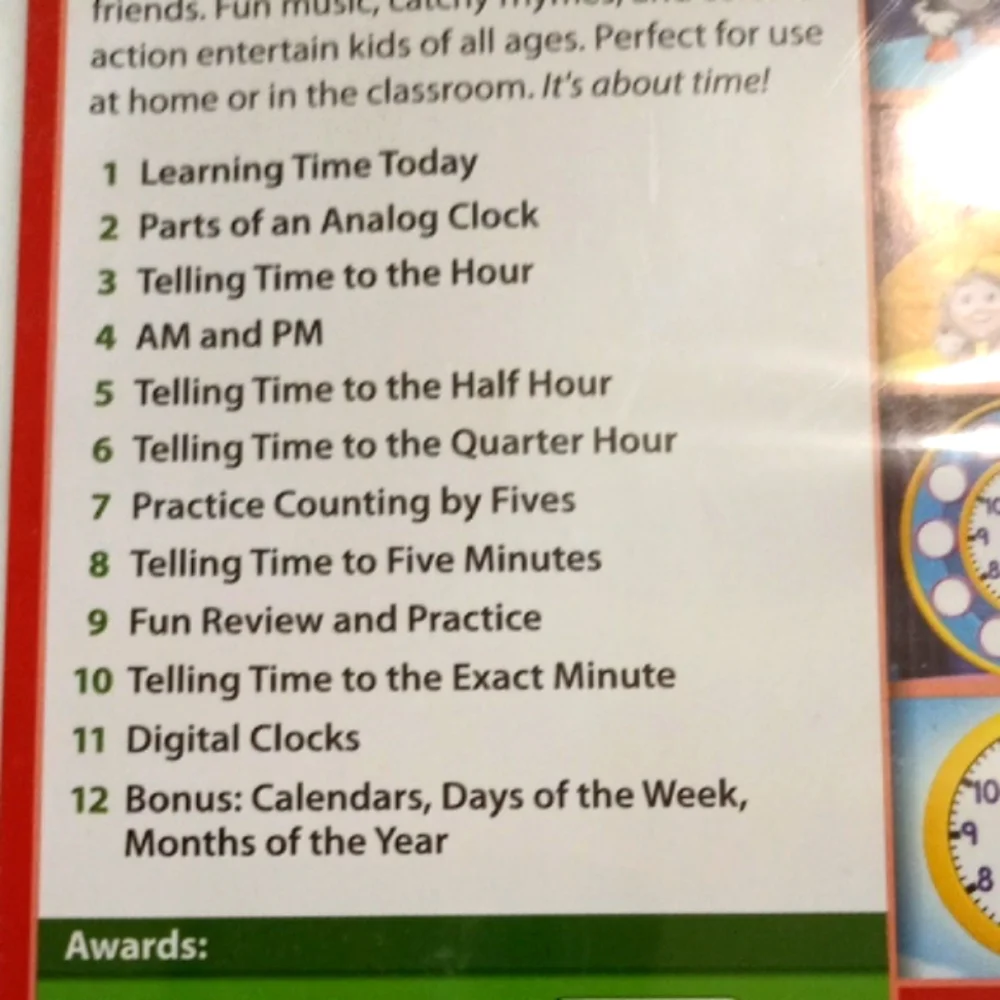 ⏰⌚Telling Time DVD 1st grade+ Learning Clocks Watches FIRM PRICE - Picture 3 of 5
